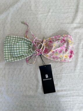 Blackbough Pink Floral & Green Gingham Bikini Top